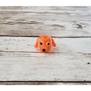 Handmade Glass Orange Dog with Ball Single Bead - Brand New